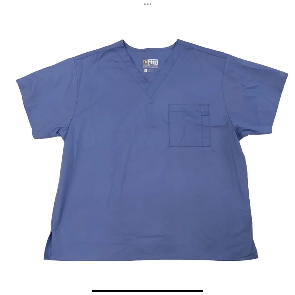 WonderWink V‑Neck Scrub Top in Periwinkle Blue